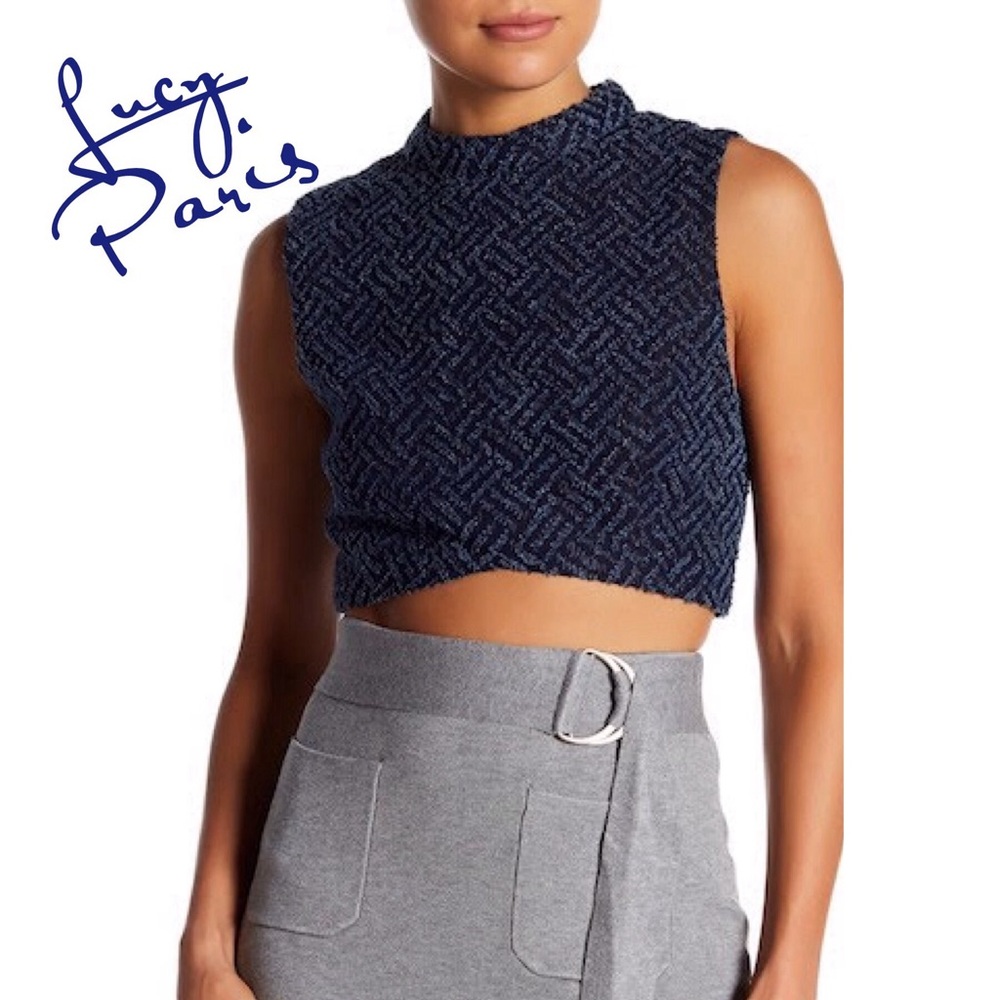 🔴 LUCY PARIS Cassy Textured Mock Neck Crop Top small